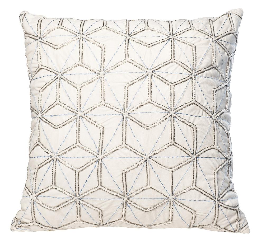 Подушка с бисером "Шестигранники" белая 70SW-20712