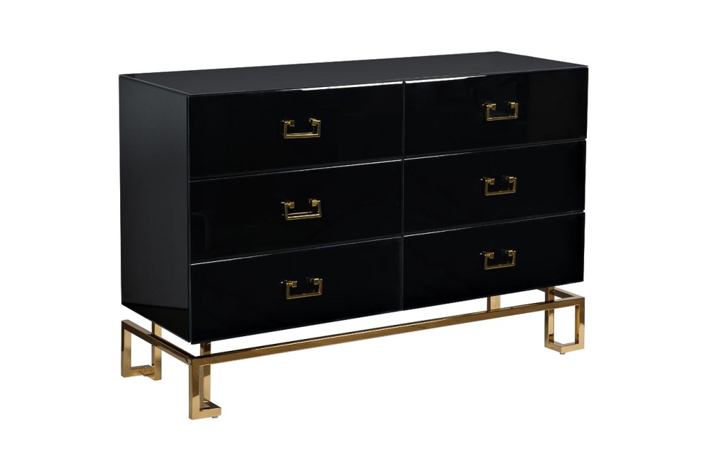 Комод черный 6 ящиков 120*42*82см